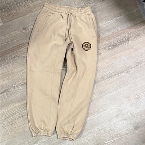 Muscles and Donuts Tan Beige Jogger Sweatpants with Logo